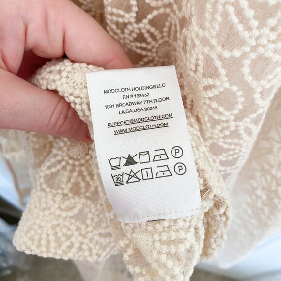 Modcloth Magic In The Air Floral Lace Wrap Dress Size Small Ivory Cream Boho - Picture 11 of 14